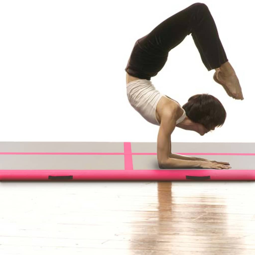 Inflatable Gymnastics Mat with Pump 236.2"x39.4"x3.9" PVC Pink