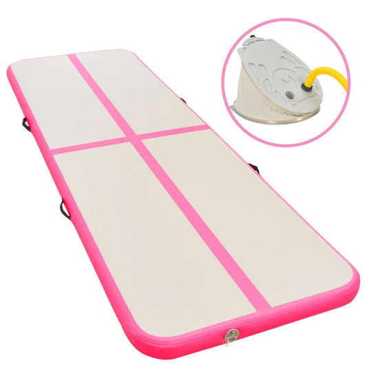 Inflatable Gymnastics Mat with Pump 236.2"x39.4"x3.9" PVC Pink